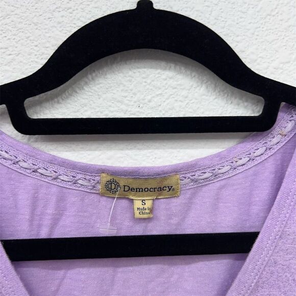 Democracy Womens Tank‎ Top Small Purple V-Neck Linen Blend Front Tie Knot - Picture 4 of 8